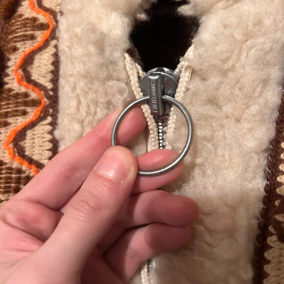 1970s hippie Wool blend hooded embroidered fur trimmed penny lane coat! - Picture 11 of 15